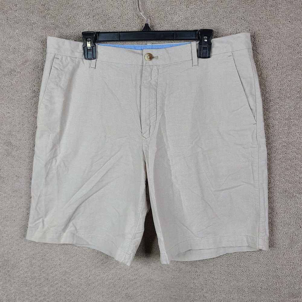 Izod Shorts Mens 36 Beige Chino Flat Front Lightweight Cotton